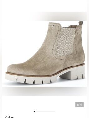 Gabor Kiesel Chelsea Ankle Boots Lug Booties Beige Suede